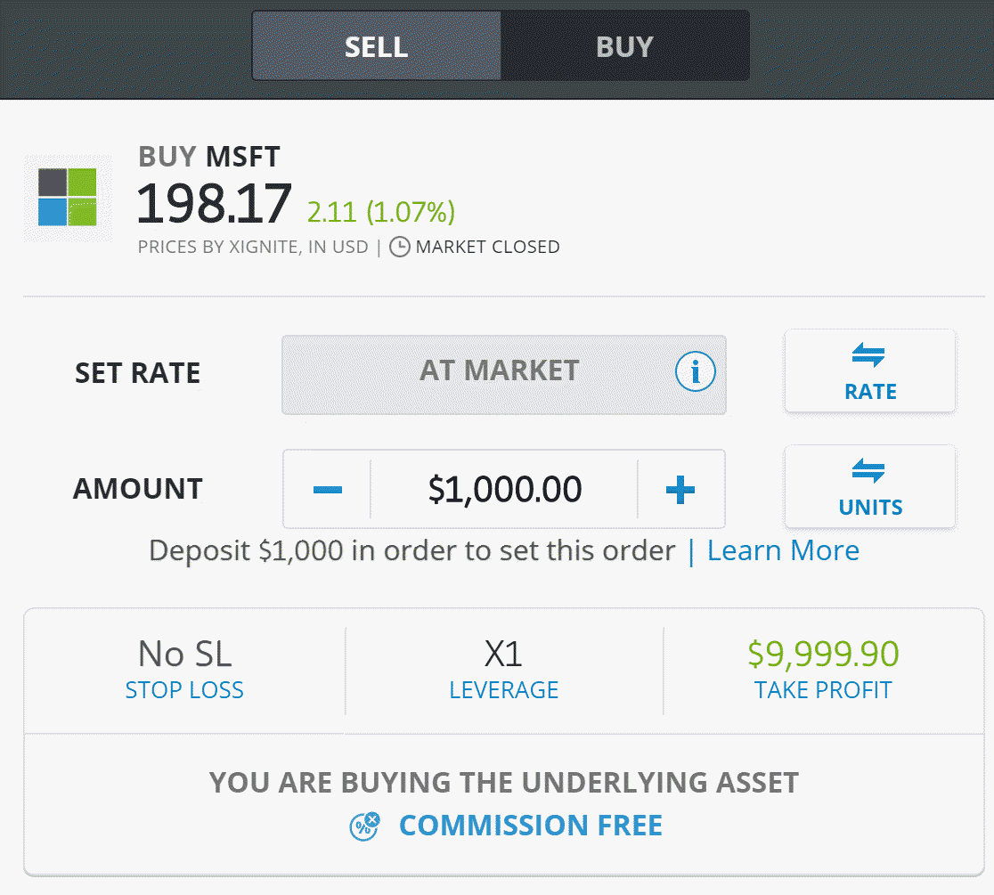 beställningsskärm eToro