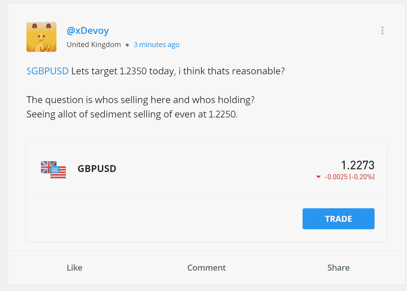 eToro-handelsdiskussioner
