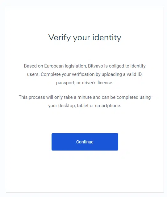 verifiera identitet Bitvavo
